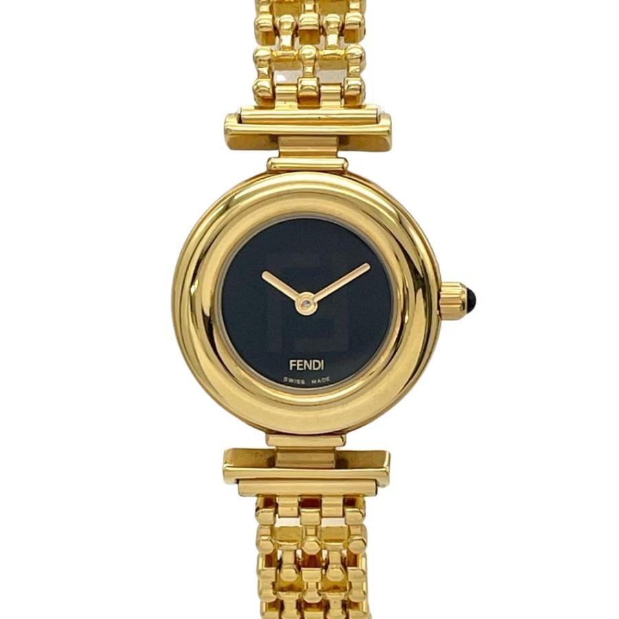 稼働 FENDI フェンディ 320L クラシコ クォーツ 腕時計 ゴールド 黒 FENDI（フェンディ） FENDI 320L 腕時計 クォーツ ブラック文字盤