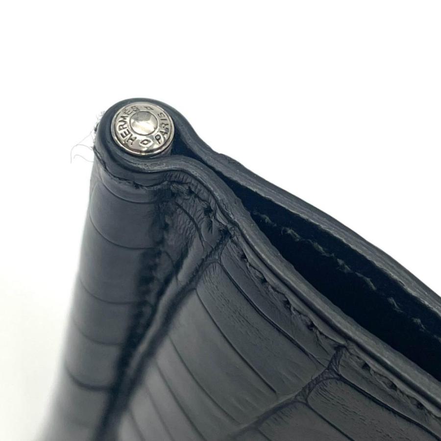エルメス HERMES ポーカーGM マネークリップ アリゲーターマット A刻印 ブラック【中古】 HERMES（エルメス） ポーカーGM マネークリップ アリゲーターマット A
