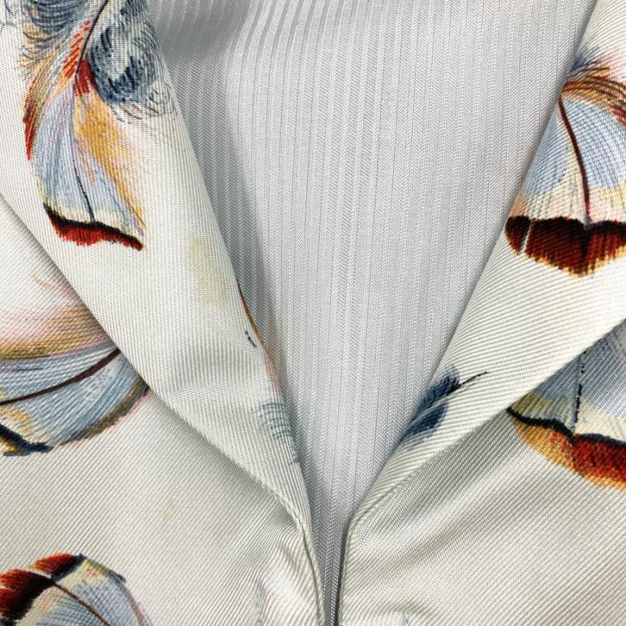 HERMES エルメス フェザー 羽根柄 ベスト ジレ シルク100% HERMES エルメス 羽柄 ジップアップ ベスト シルク ホワイト 42
