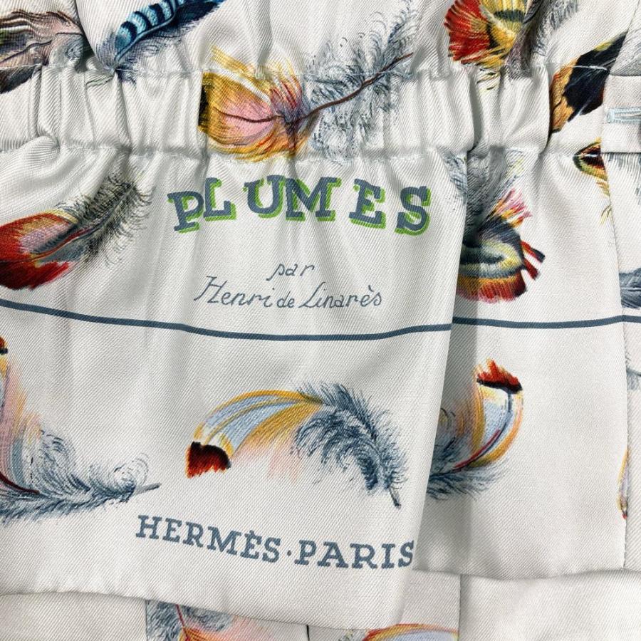 HERMES - エルメス HERMES 羽柄 ジップアップ ベスト シルク ホワイト 42 ジレ フェザー【中古】 HERMES エルメス 羽柄 ジップアップ ベスト シルク ホワイト 42