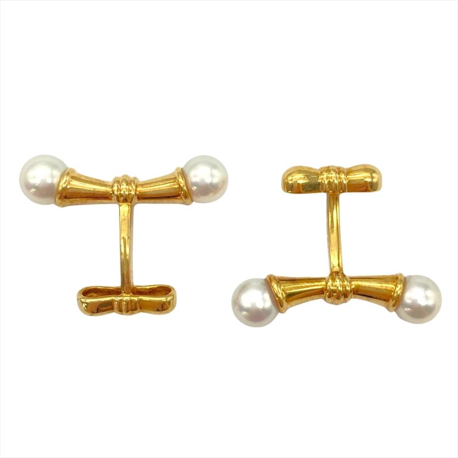 タサキ TASAKI パール デザイン カフスボタン カフリンクス K18YG 6.8g