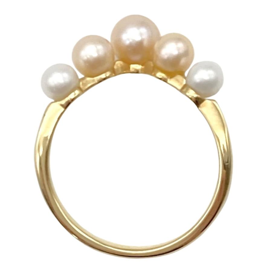 MIKIMOTO（ミキモト） ベビーパール 5P V字 リング 指輪 約10号 K18YG