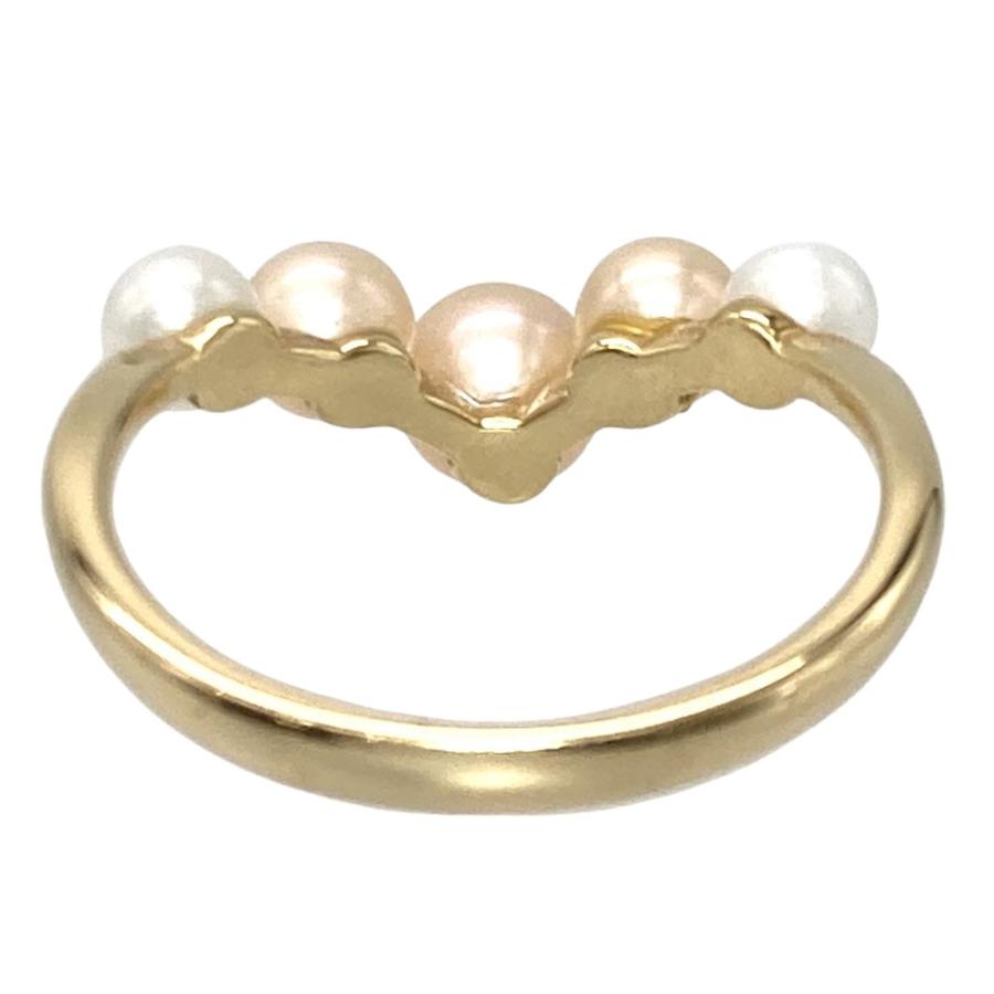 MIKIMOTO（ミキモト） ベビーパール 5P V字 リング 指輪 約10号 K18YG