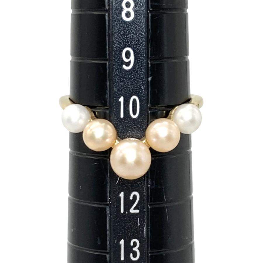 MIKIMOTO（ミキモト） ベビーパール 5P V字 リング 指輪 約10号 K18YG