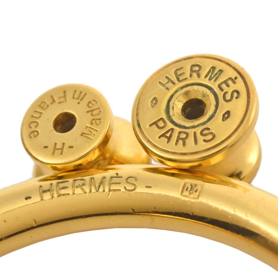 エルメス　HERMES　ピアス　ループグラン　メタル　レザー　ゴールド　ブラック HERMES エルメス ループグラン ピアス スイフト メタル ブラック