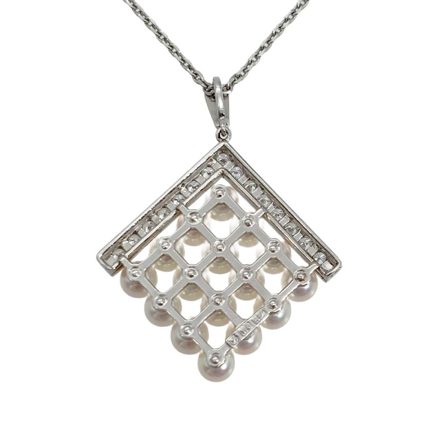 MIKIMOTO（ミキモト） スクエア ネックレス ダイヤモンド K14WG パール