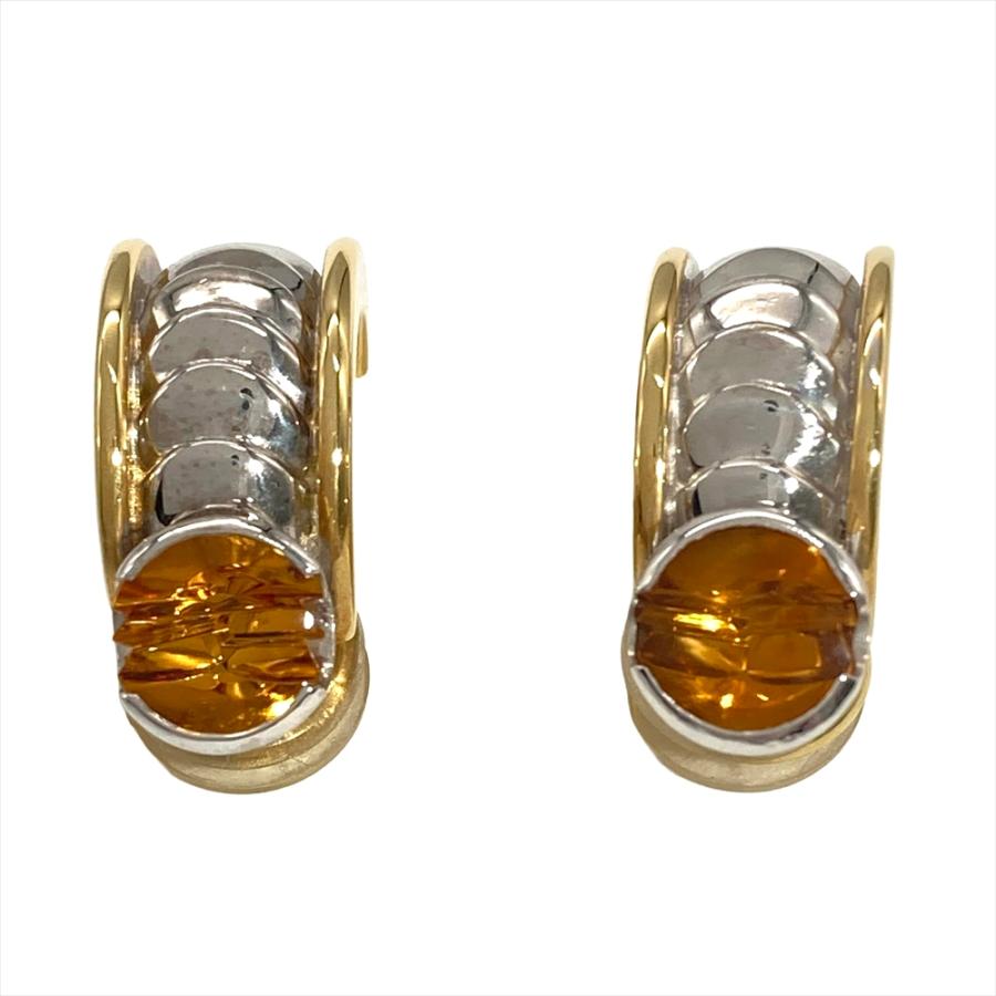 K18 ゴールドスイング イヤリング　約3g 刻印あり ジョージジェンセン Georg Jensen K18YG K18WG コンビ イヤリング