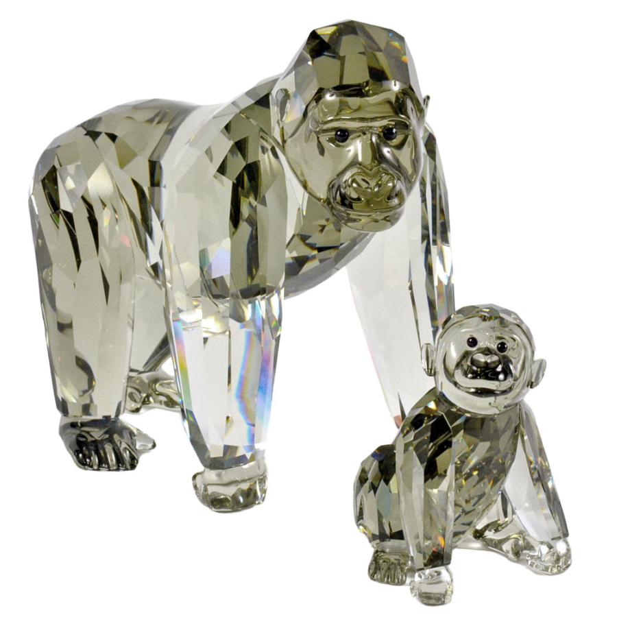 SWAROVSKI スワロフスキー クリスタル ゴリラ親子 ゴリラ 2009年 SWAROVSKI（スワロフスキー） ゴリラ 親子 オブジェ 置物 クリア 2009