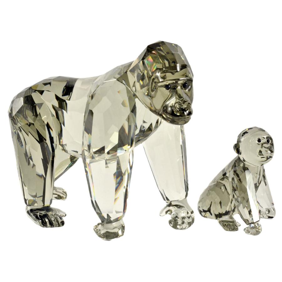 SWAROVSKI - スワロフスキー SWAROVSKI ゴリラ 親子 オブジェ 置物 クリア 2009年度SCS会員様限定【中古】 SWAROVSKI（スワロフスキー） ゴリラ 親子 オブジェ 置物 クリア 2009