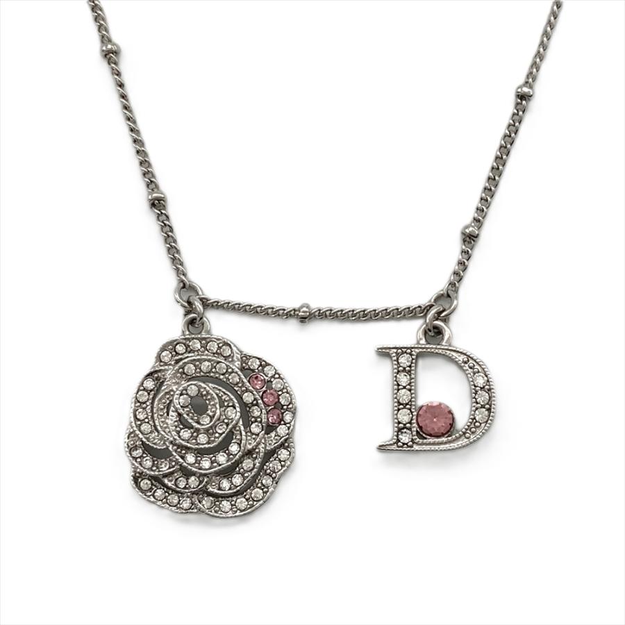 美品 Dior クリスチャンディオール ネックレス ラインストーン 黒×銀 Christian Dior - Christian Dior クリスチャンディオール ネックレス