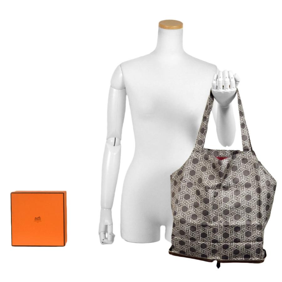 エルメス　エコバッグ　ブラック HERMES エルメス シルク レザー シルキーポップ エコバッグ トート