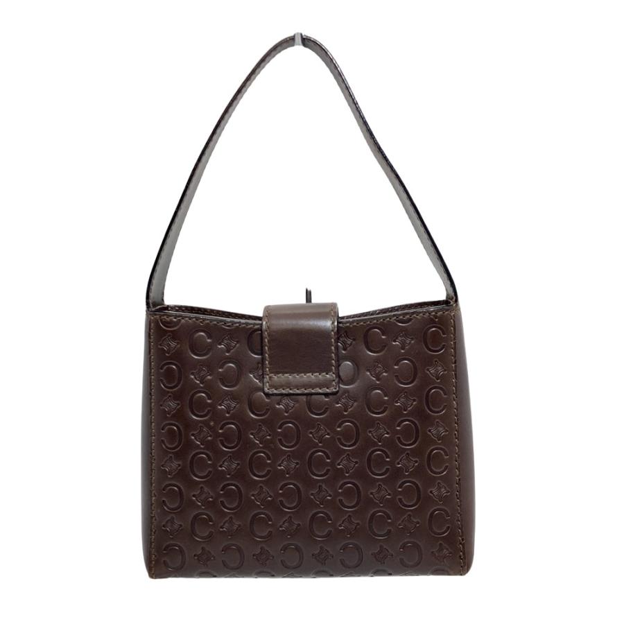 CELINE（セリーヌ） マカダム Cブラゾン ハンドバッグ レザー ブラウン