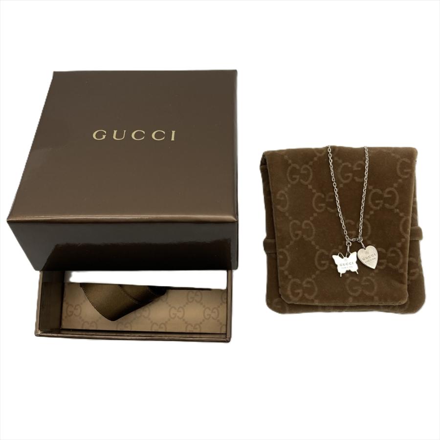 GUCCI バタフライ ハート 蝶 ネックレス シルバー925 付属品有 GUCCI（グッチ） ハート バタフライ ネックレス SV925 6.9g シルバー
