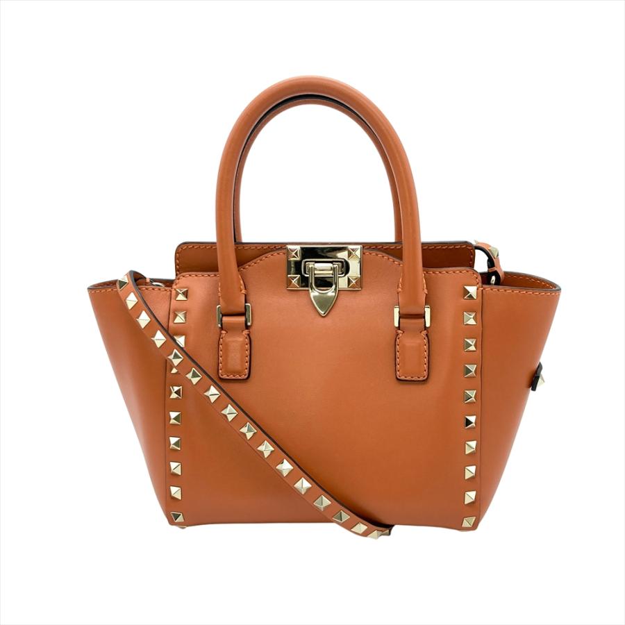 VALENTINO（ヴァレンティノ） ロックスタッズ ハンドバッグ オレンジ