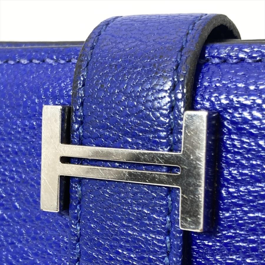 HERMES（エルメス） ベアンスフレ 長財布 シェーブル C刻印 ブルー