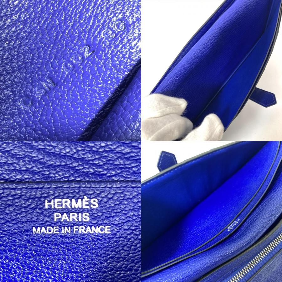 HERMES（エルメス） ベアンスフレ 長財布 シェーブル C刻印 ブルー