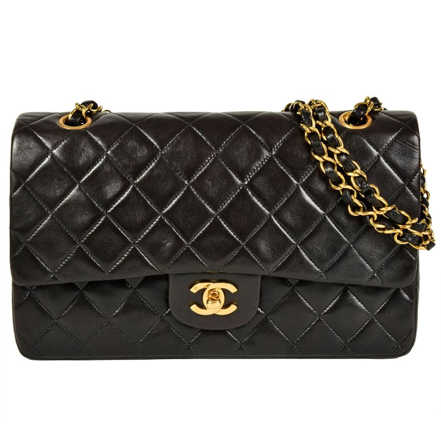 鑑定済CHANEL マトラッセ ラム チェーンショルダー ブラック ゴールド金具 マトラッセ シャネル CHANEL 25 チェーン ショルダーバッグ ラムスキン