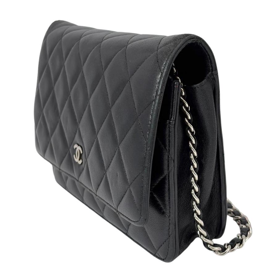 CHANEL シャネル マトラッセ チェーンウォレット ブラック マトラッセ シャネル CHANEL チェーン ショルダーバッグ ラムスキン