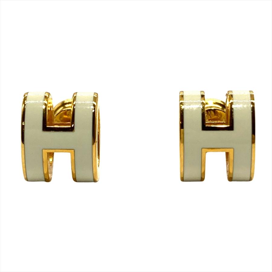 HERMES（エルメス） ミニ ポップアッシュ ピアス メタル ホワイト
