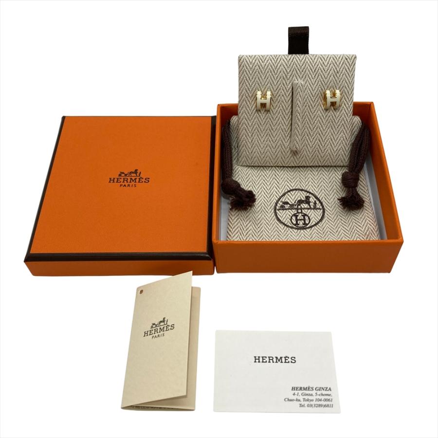 HERMES（エルメス） ミニ ポップアッシュ ピアス メタル ホワイト