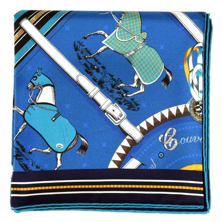 美品◇HERMES エルメス 25SS ダブルフェイス カレ90 Couvertures et Tenues de Jour ・馬着 シルク100％ スカーフ フランス製 レディース HERMES（エルメス） カレ90 ダブルフェイス リバーシブル シルク