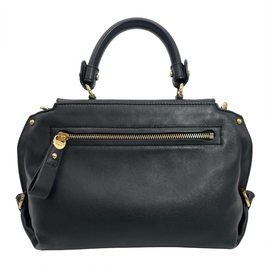 フェラガモ Ferragamo ガンチーニ ハンドバッグ 2WAY レザー ブラック