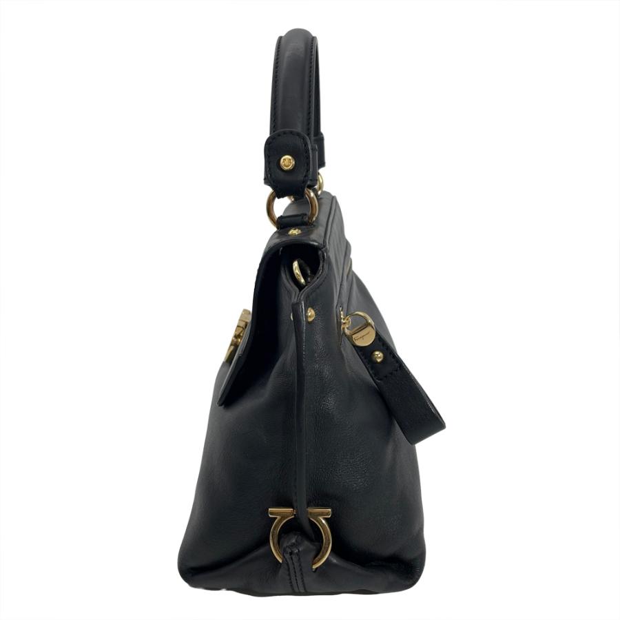 フェラガモ　ガンチーニ　ハンドバッグ　2way ショルダーバッグ　ブラック フェラガモ Ferragamo ガンチーニ ハンドバッグ 2WAY レザー ブラック