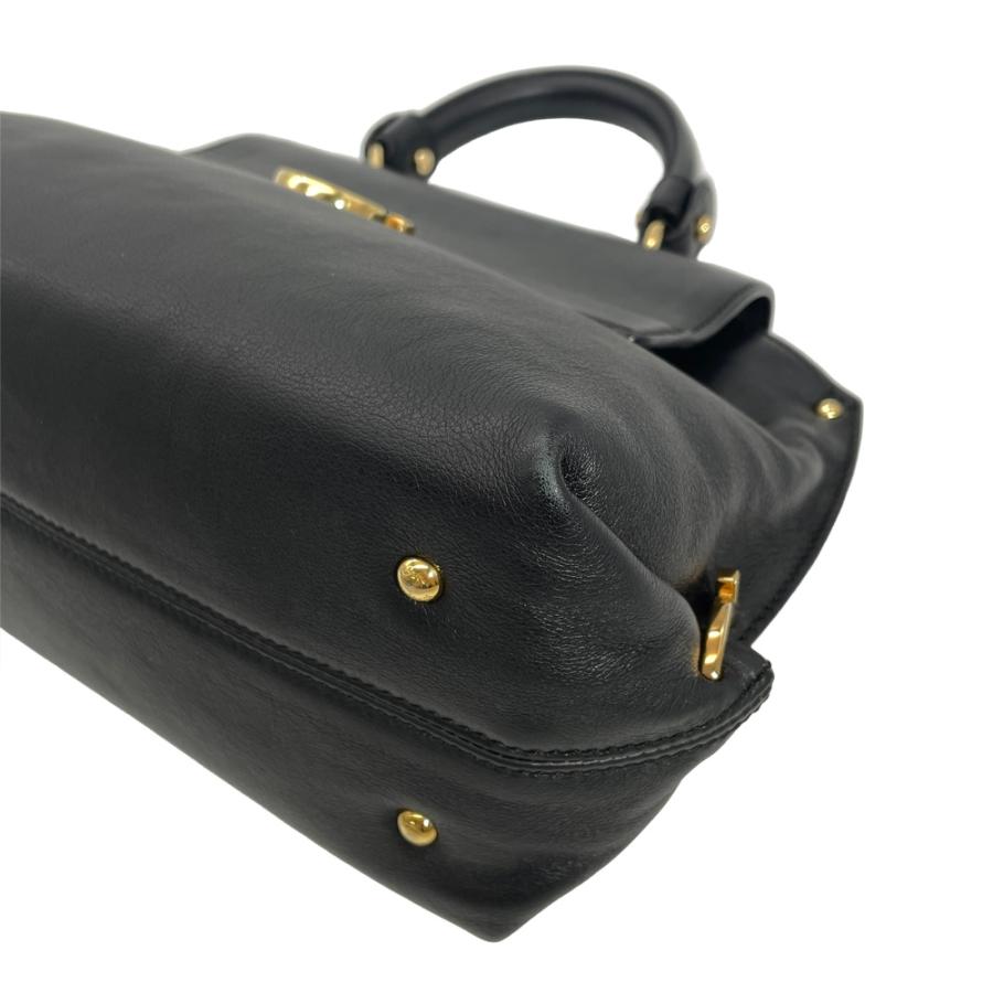 フェラガモ Ferragamo ガンチーニ ハンドバッグ 2WAY レザー ブラック
