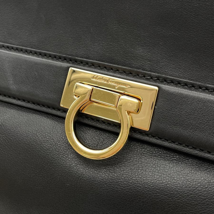 フェラガモ Ferragamo ガンチーニ ハンドバッグ 2WAY レザー ブラック