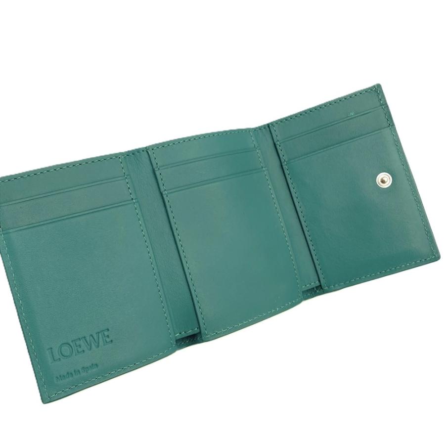 美品✨ロエベ 三つ折り財布 トライフォールド アナグラム くすみグリーン レザー LOEWE ロエベ アナグラム トライフォールド ウォレット 三つ折り