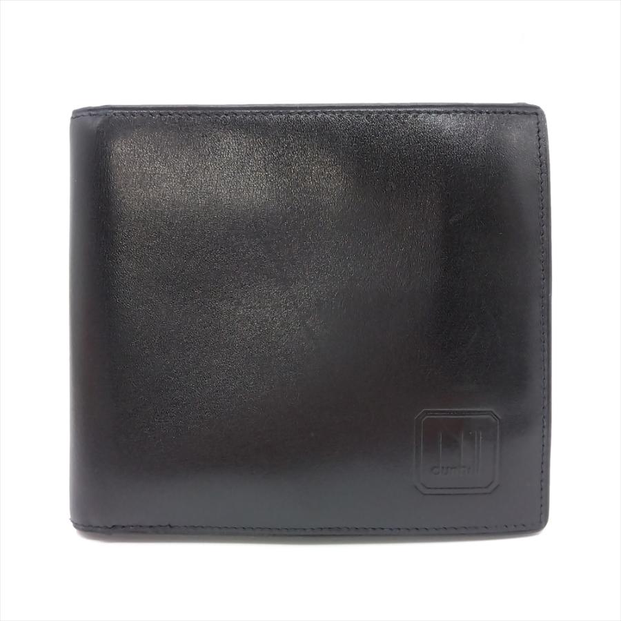 dunhill（ダンヒル） 二つ折り財布 レザー ブラック メンズ : ゴールド