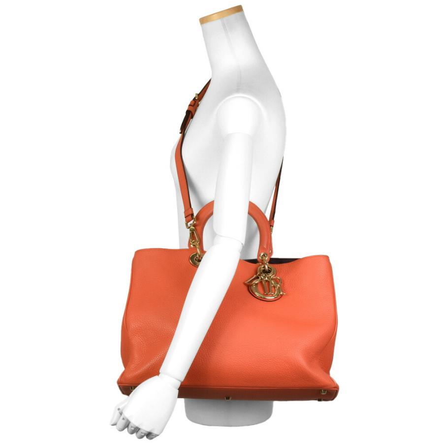 ディオール DIOR ディオリッシモ レザー オレンジ ハンドバッグ ディオール Dior ディオリッシモ ストラップ付 2Way