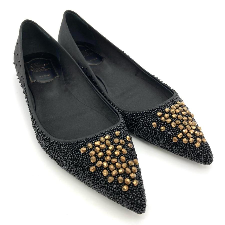 ロジェヴィヴィエ Roger vivier ビーズ バレエシューズ サテン