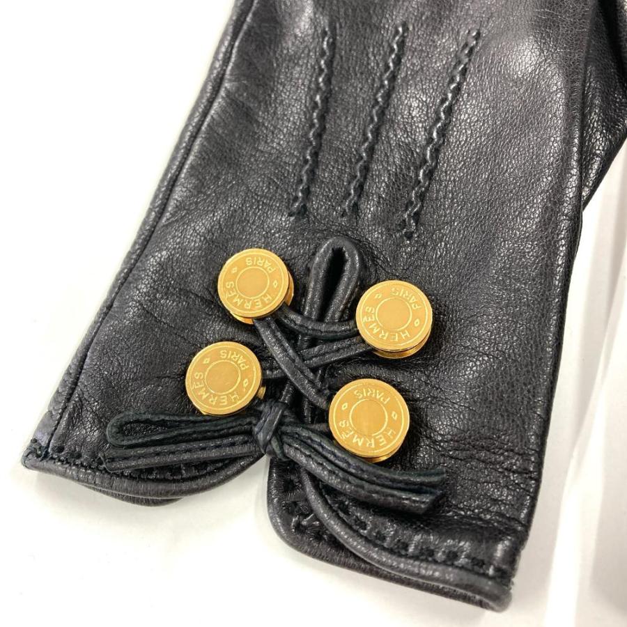 HERMES（エルメス） セリエ 手袋 グローブ ラムスキン ブラック