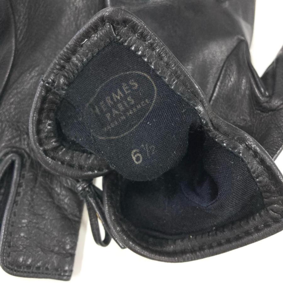 【美品】HERMES エルメス セリエ グローブ ラムスキン  黒 レディース HERMES 【超美品】エルメス セリエ レザーグローブ 手袋