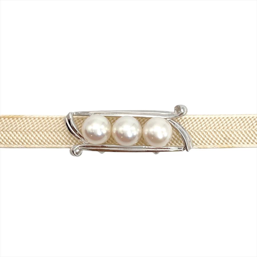 美品✨MIKIMOTO ミキモト パール　帯留め　着物　小物　シルバー MIKIMOTO（ミキモト） パール 帯留め 帯締め付き 和装小物 シルバー