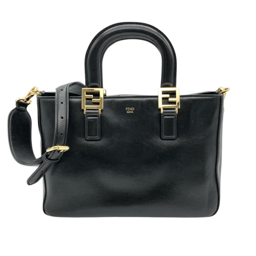 FENDI（フェンディ） FENDI FF ハンドバッグ レザー 8BH367 ブラック