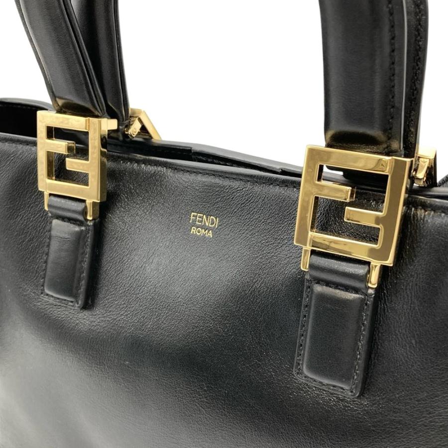 FENDI（フェンディ） FENDI FF ハンドバッグ レザー 8BH367 ブラック