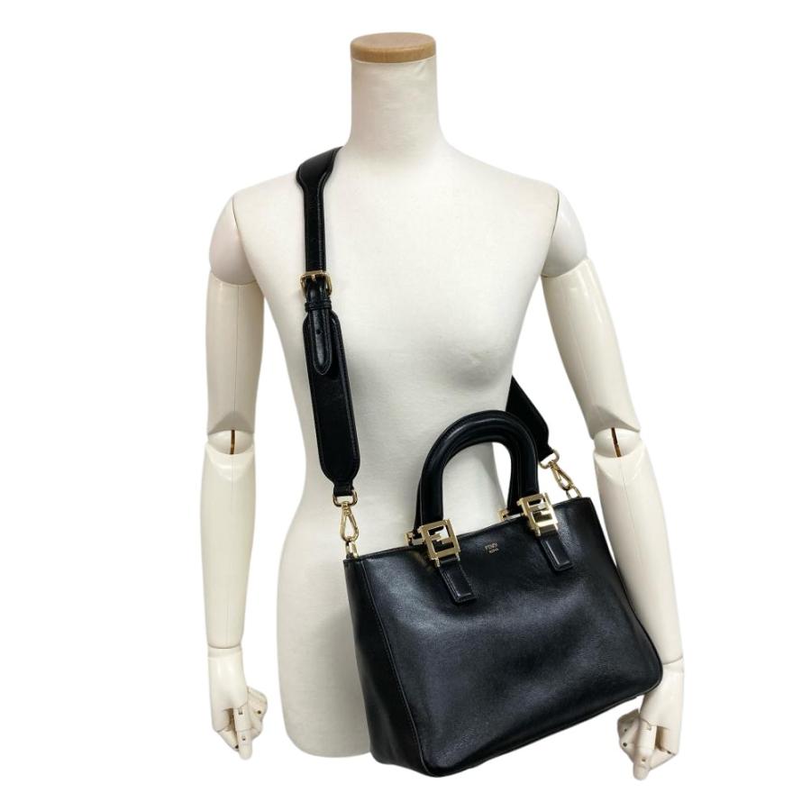 FENDI（フェンディ） FENDI FF ハンドバッグ レザー 8BH367 ブラック