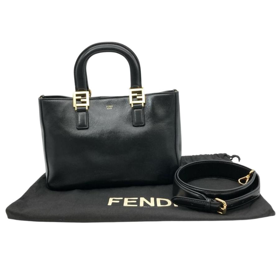 FENDI（フェンディ） FENDI FF ハンドバッグ レザー 8BH367 ブラック