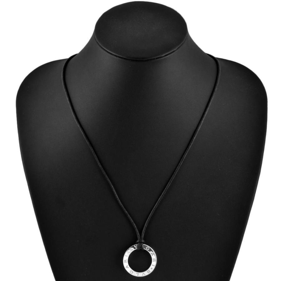 R BVLGARI ブルガリ ネックレス サークル　ロゴ ブラックコード ブルガリ・ブルガリ ブルガリ BVLGARI ネックレス 65cm K18WG 14.7g