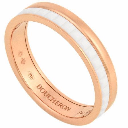 BOUCHERON ブシュロン キャトル ホワイト リング ハーフ K18PG #50 