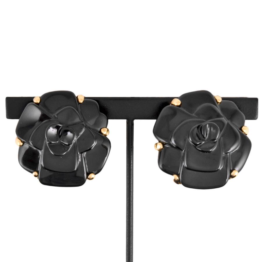 CHANEL（シャネル） カメリア イヤリング K18YG ブラックカルセドニー 