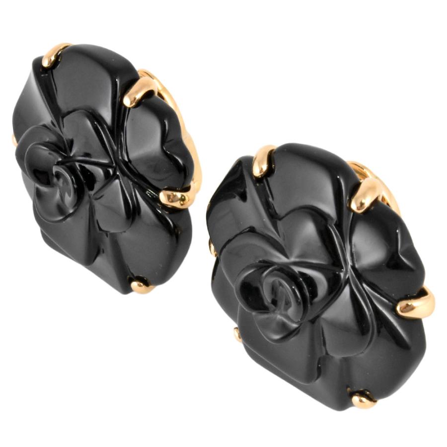 CHANEL（シャネル） カメリア イヤリング K18YG ブラックカルセドニー 
