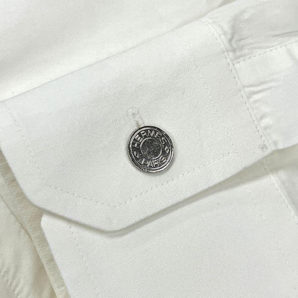 HERMES メンズ 長袖シャツ セリエボタン エルメス シャツ HERMES メンズ ドレスシャツ セリエボタン 白