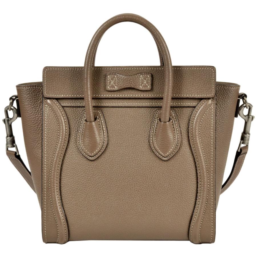 セリーヌ ラゲージナノ/ドラムドカーフスキン  189243DRU.09SO【Aランク】(中古) CELINE（セリーヌ） ラゲージ ナノショッパー ハンドバッグ 2WAY