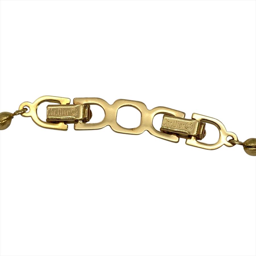 【極美品】 ディオール ネックレス パール ラインストーン ゴールド クリスチャンディオール Christian Dior フェイクパール ライン