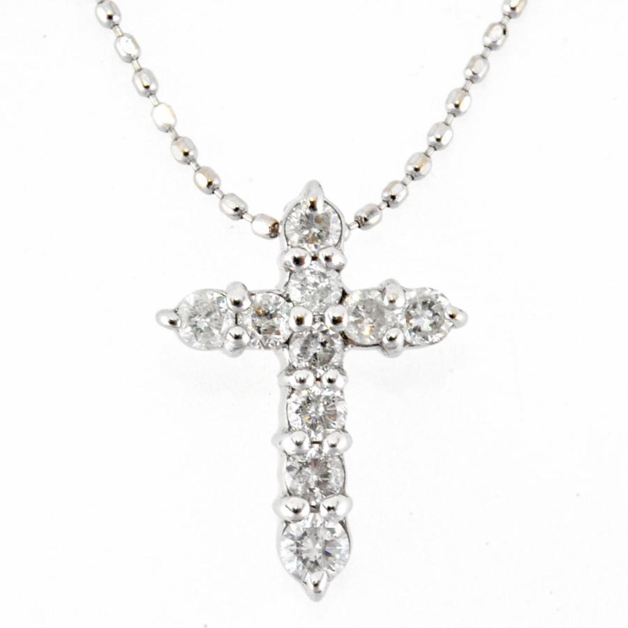 TSUTSUMI K14WG スクリューネックレス 40cm ツツミ TSUTSUMI クロスペンダント ネックレス ダイヤモンド 0.30ct