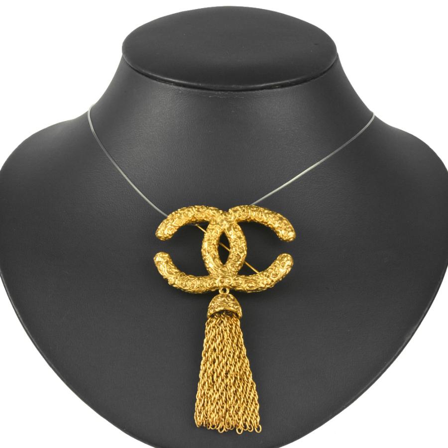 CHANEL シャネル ココマーク ブローチ 93A 溶岩 タッセル フリンジ GP  