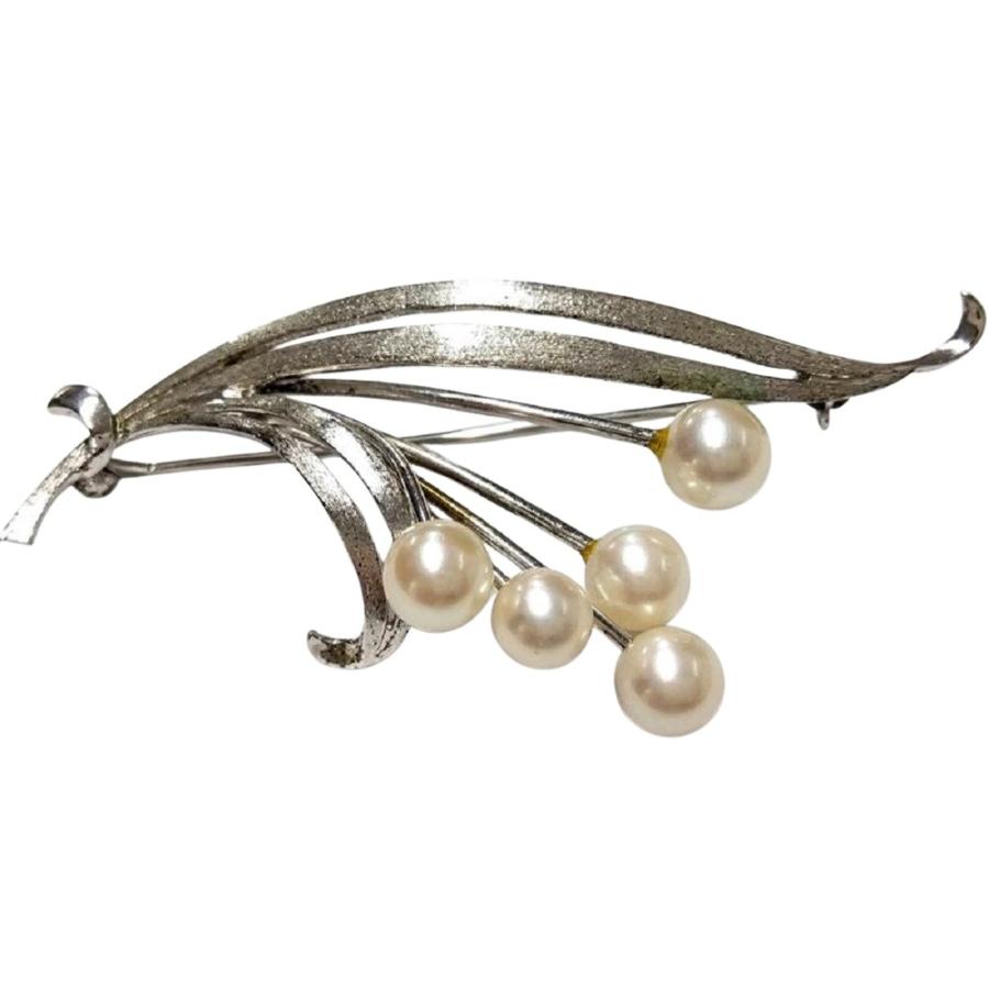 MIKIMOTO（ミキモト） フラワー 5P パール ブローチ シルバー 6.8g